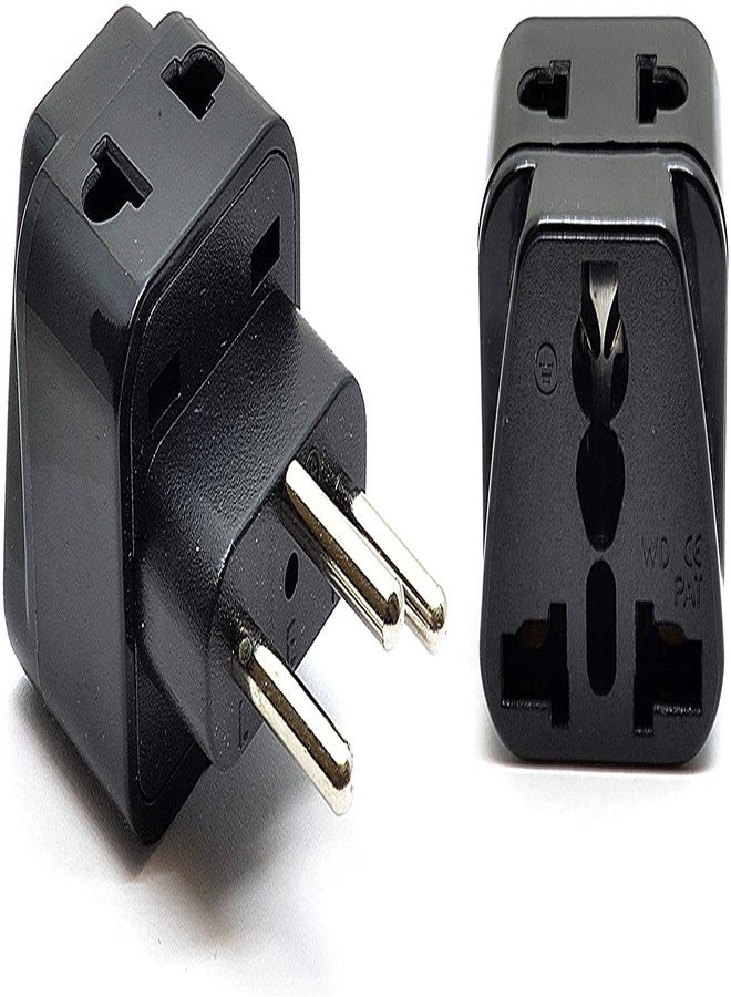 OREI India to Switzerland, Rwanda, Liechtenstein (Type J) Travel Adapter Plug - 2 in 1 - CE Certified - RoHS Compliant - 2 Pack - Black Color (P21-11A-2PK) - Image 1